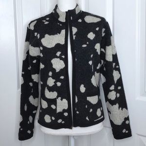 WONDRAWOOL boiled wool charcoal and light gray zip cardigan jacket small